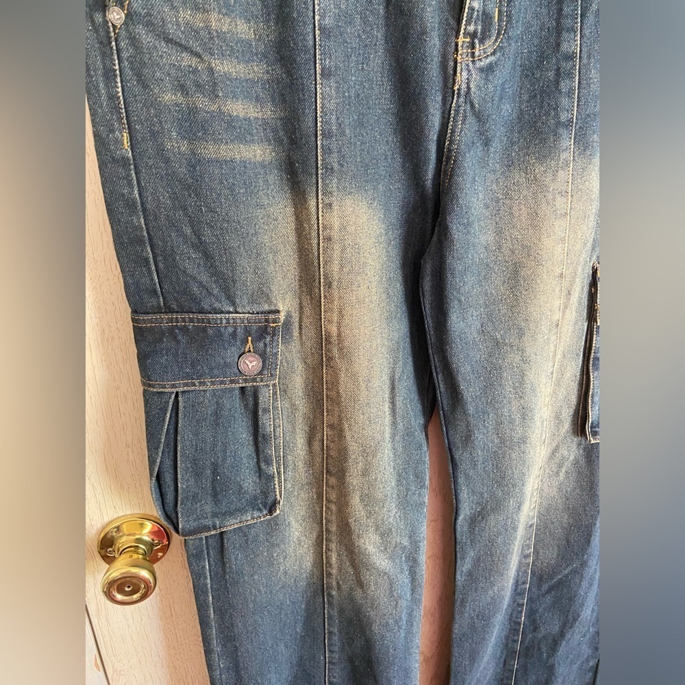Ditch Denim Cargos Blue Straight Baggy Distresses Sz 34 X 34 — image 2 of 8